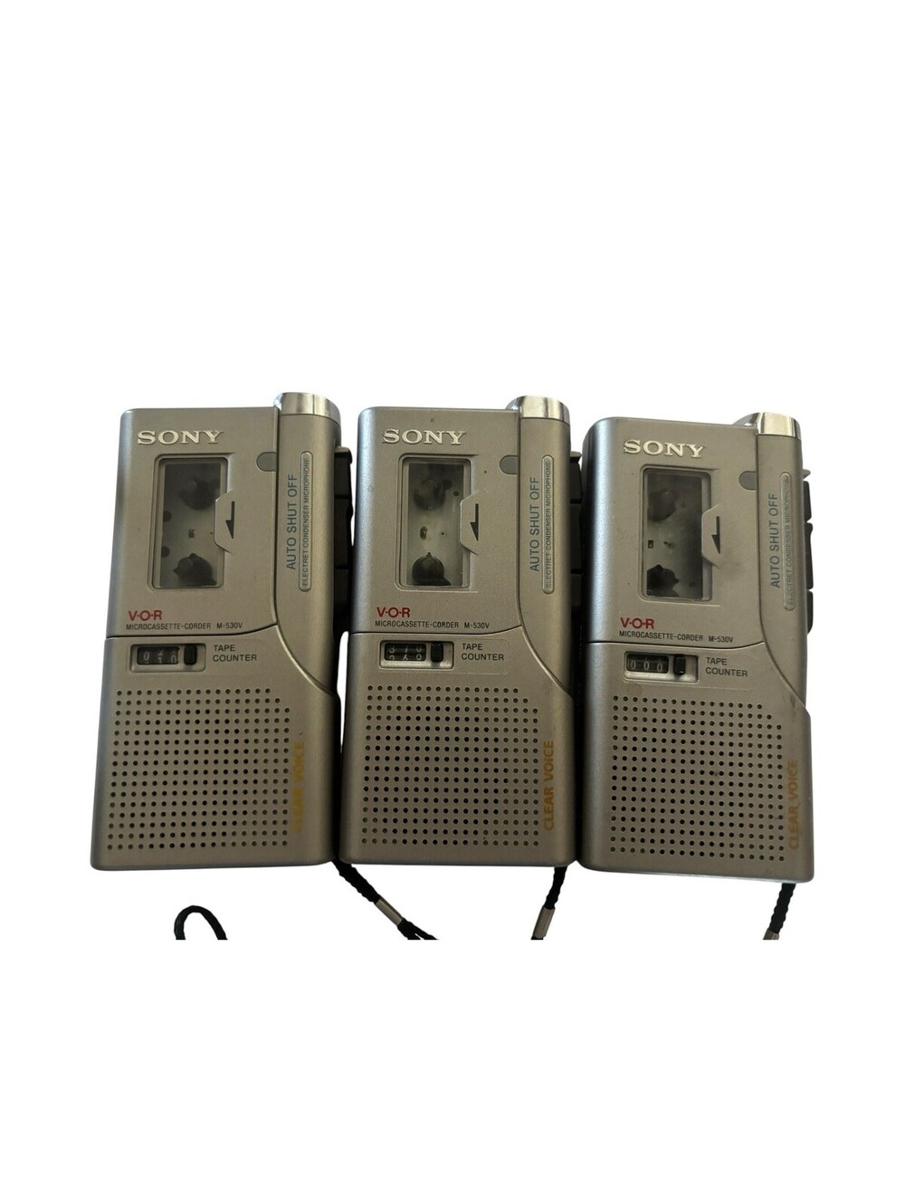 3 Sony M 530V Microcassette Recorders Voice Recorder Vintage Handheld Need Bands